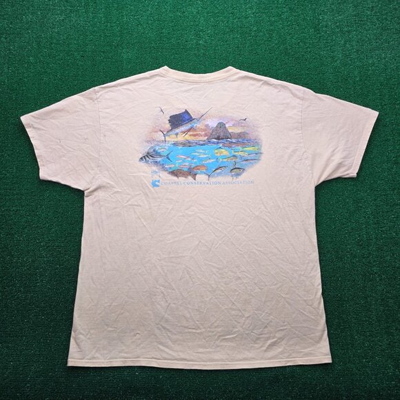 Guy Harvey Tshirt Mens XL Yellow Short Sleeve Coastal Conservation Association - Picture 1 of 10